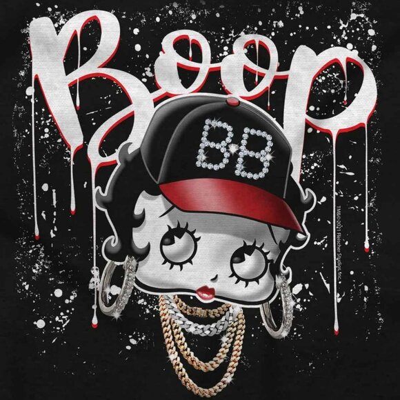 Betty Boop Women’s Large Graphic T-Shirt – Iconic Cartoon Bling Cotton Tee - Picture 2 of 2